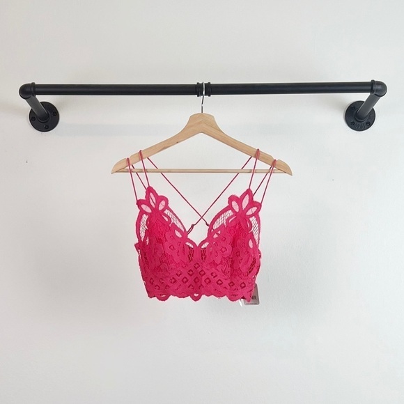 NWT Free People Adella Lace Longline Bralette in Electropop Pink - Picture 4 of 7